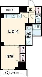 パレスシンシア江東橋 12階1LDKの間取り