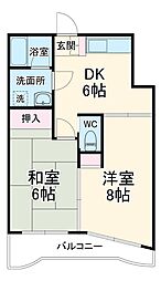 コモラード橋本II 5階2DKの間取り