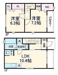 Dieu famille　A/B 1階2LDKの間取り