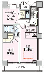 ロイヤルパークスタワー南千住 36階1SLDKの間取り