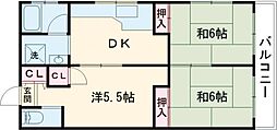 宮城荘 2階3Kの間取り