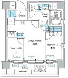 プレディアコート三軒茶屋 5階2DKの間取り