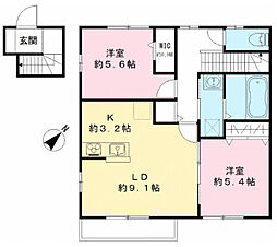 アリビオ　Ｂ 2階2LDKの間取り