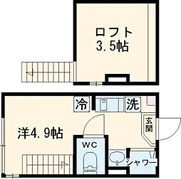 SUNNY HILLS 新小岩 1階ワンルームの間取り