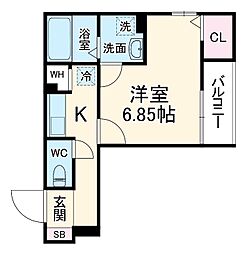 アート鶴見 2階1Kの間取り