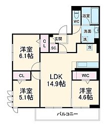 モンステラ 2階3LDKの間取り
