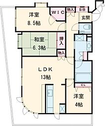 レクセルマンション福生 2階3LDKの間取り