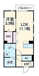 ＡＴＬＡＳ　ＫＩＴＡＨＡＲＡ　ＥＡＳＴ 1階1LDKの間取り
