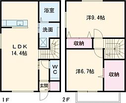 Les  Aubepines昭和(レ・ゾービピン昭和) 1階2LDKの間取り