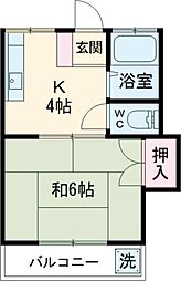 第3スミレコーポ 2階1Kの間取り