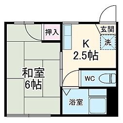 ガーデンハイツ 1階1Kの間取り