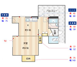 ハイツミラク 2階1DKの間取り