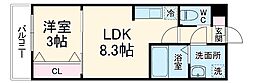 ジーメゾン桜田島 1階1LDKの間取り