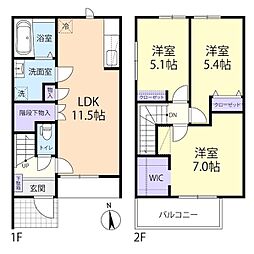 Ａｌｂｉ　ｅ　Ｍｅｌａ　Ｂ（アルビ　エ　メラ） 1階3LDKの間取り