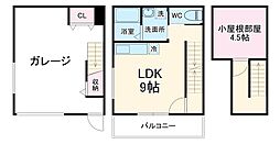 リヴェール 1階1LDKの間取り