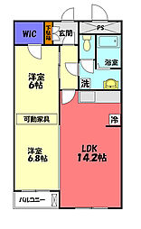 カーサ・ペロ八王子 3階2LDKの間取り