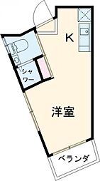 ポルシェ三鷹 1階ワンルームの間取り