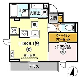 プラデーラ 1階1LDKの間取り