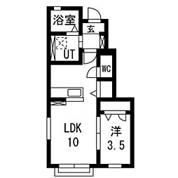 JR両毛線 駒形駅 徒歩29分の賃貸アパート 1階1LDKの間取り