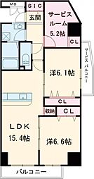 デラーノ 3階2SLDKの間取り