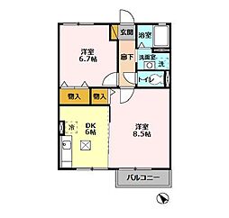 メゾンエクレール　Ａ 1階2DKの間取り