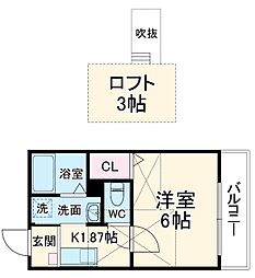 ｍｏｉ真砂 202 2階1Kの間取り
