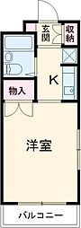 プレミール保木間 2階ワンルームの間取り