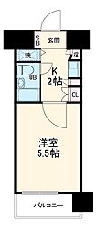 東急東横線 新丸子駅 徒歩5分の賃貸マンション 10階1Kの間取り