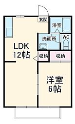 ホワイトハイツ 1階1LDKの間取り