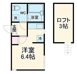 インストーン森 2階ワンルームの間取り