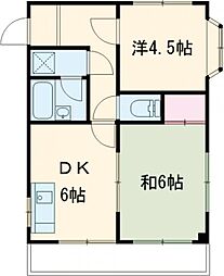 第2アネックス安本 4階2DKの間取り