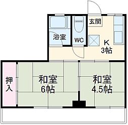 青木ビル 3階2Kの間取り