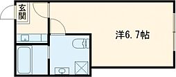 クロス西新井 2階1Kの間取り