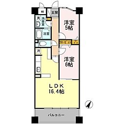Riviera M’s 3階2LDKの間取り