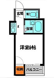 門真プリンスマンション 3階ワンルームの間取り