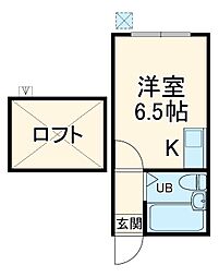 R-鎌倉 2階1Kの間取り