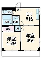JR京浜東北・根岸線 川口駅 徒歩8分の賃貸マンション 2階2DKの間取り