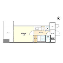 JR京浜東北・根岸線 川口駅 徒歩4分の賃貸マンション 7階ワンルームの間取り