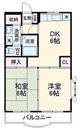 JR京浜東北・根岸線 西川口駅 徒歩8分の賃貸マンション 3階2DKの間取り