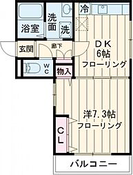 ヴェルファーレ 2階1DKの間取り
