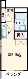 パールマンション柳沢 1階1Kの間取り