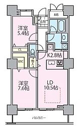 ロイヤルパークスタワー南千住 11階2LDKの間取り