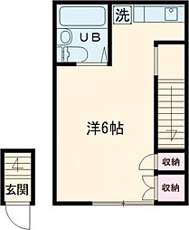 京王線 調布駅 徒歩7分の賃貸アパート 2階ワンルームの間取り