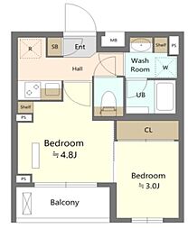 東京メトロ千代田線 綾瀬駅 徒歩5分の賃貸マンション 1階2Kの間取り