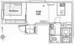 ラフィネ調布 地下1階1LDKの間取り