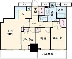 プラウドタワー東池袋ステーションアリーナ 32階3LDKの間取り