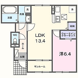 名鉄河和線 南加木屋駅 徒歩11分の賃貸アパート 1階1LDKの間取り