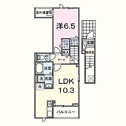 名鉄常滑線 太田川駅 バス20分 伏見4丁目下車 徒歩3分の賃貸アパート 2階1LDKの間取り