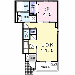 名鉄河和線 南加木屋駅 徒歩11分の賃貸アパート 1階1LDKの間取り