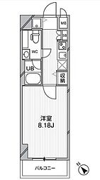 ルクレ西馬込 2階1Kの間取り